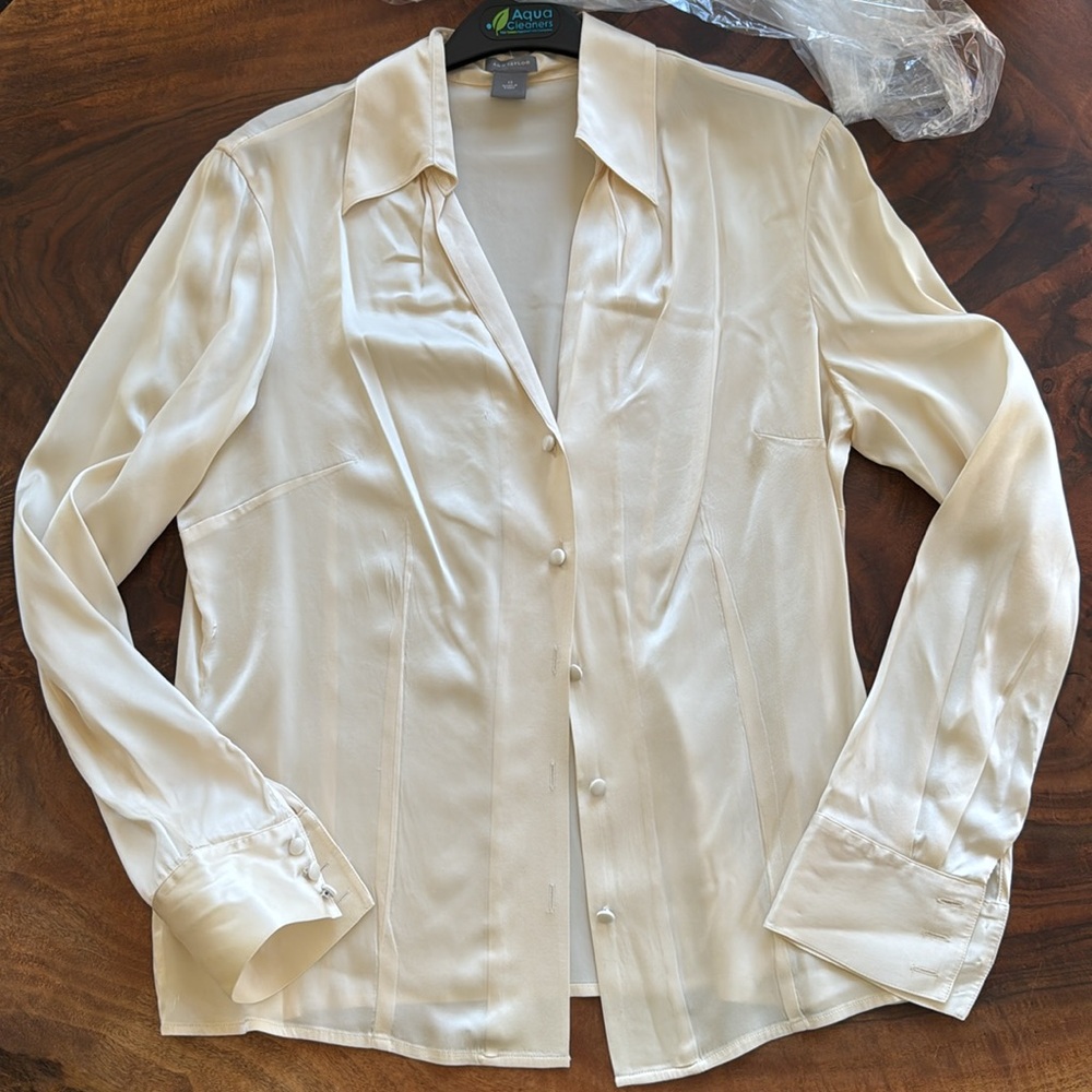 Size 12 Ann Taylor silk blouse cream color